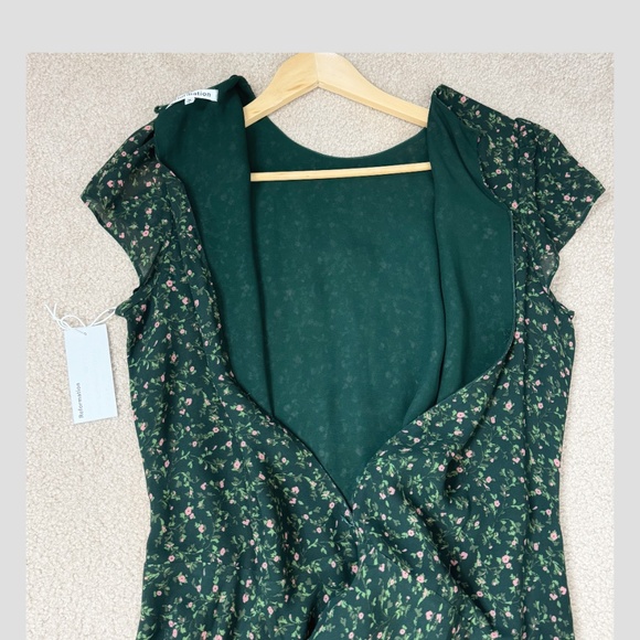 NWT Reformation Parish Dress Coriander Green Asymmetrical Hem Drop Waist Size 12 - Picture 6 of 14